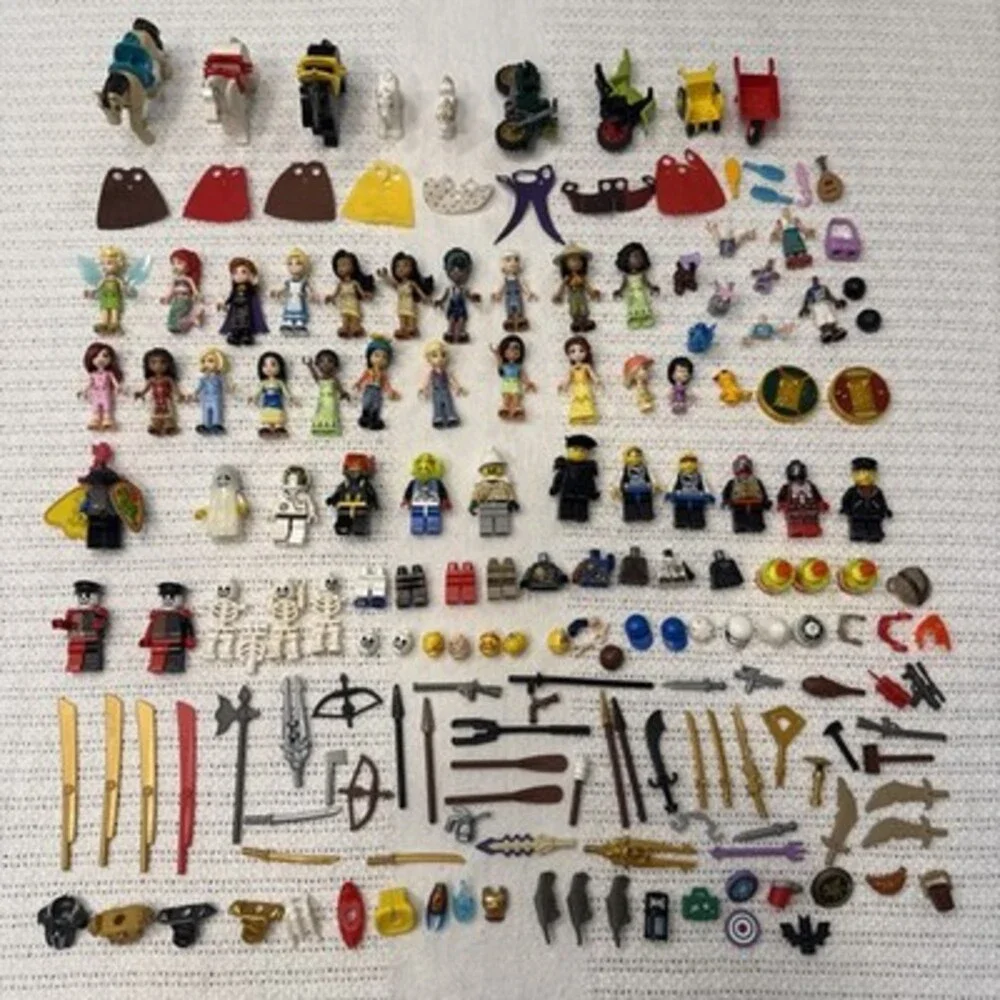Lot Of Assorted LEGO Minifigures Minidolls Horses Body Parts Accessories